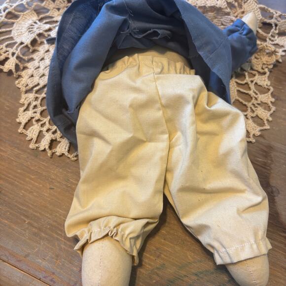 Primitive Fabric Doll Pair  Set Amish Mennonite Faceless Folk Art Boy Girl Decor - Picture 5 of 9